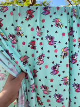 Load image into Gallery viewer, Mint Unicorn Bouquet Double Brushed Polyester Spandex CLOSEOUT