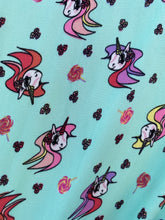 Load image into Gallery viewer, Mint Unicorn Bouquet Double Brushed Polyester Spandex CLOSEOUT