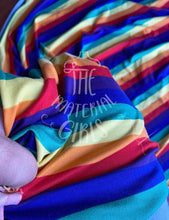 Load image into Gallery viewer, Primary Rainbow Stripe Double Brushed Polyester Spandex