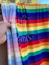 Load image into Gallery viewer, Primary Rainbow Stripe Double Brushed Polyester Spandex