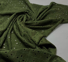 Load image into Gallery viewer, Olive Eyelet Jacquard Polyester Spandex